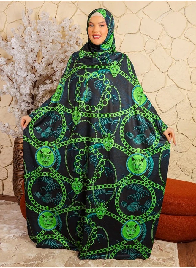 زمرد ثوب صلاة بحريني - مطبوع عملي مع غطاء الرأس من زمرد فاشون  - Image 3