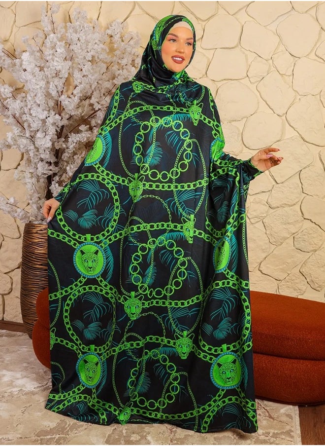 زمرد ثوب صلاة بحريني - مطبوع عملي مع غطاء الرأس من زمرد فاشون  - Image 5