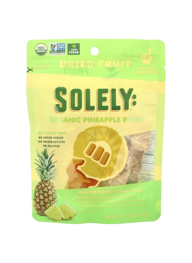 Solely Solely, Organic Dried Fruit, Pineapple Rings, 3.5 oz (100 g)  - Image 1