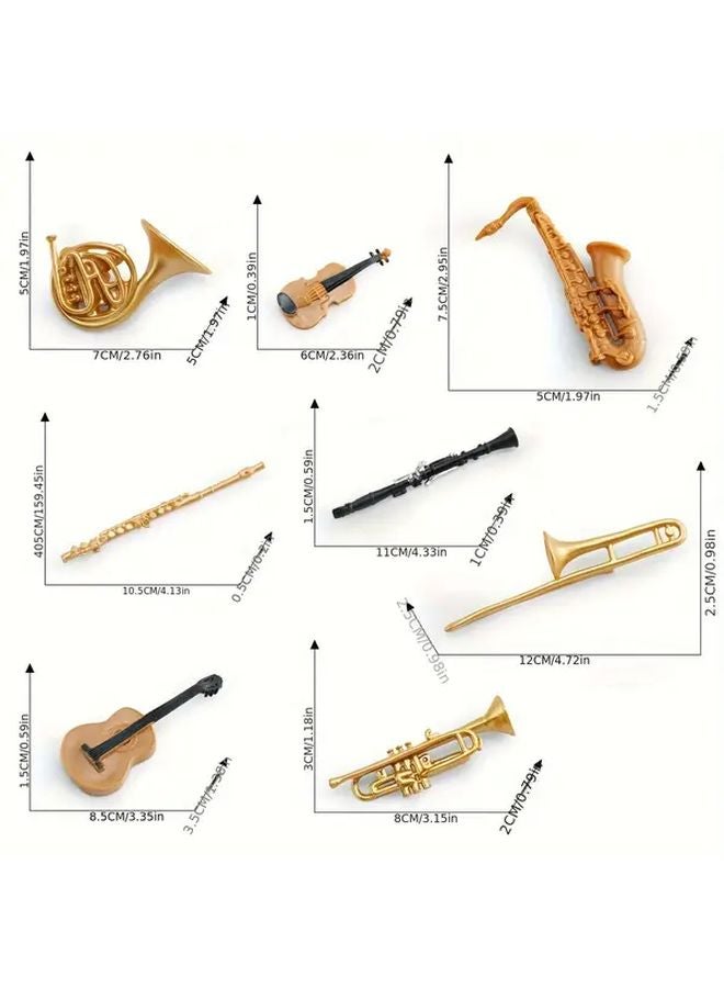 Model 1425 Miniature Musical Instrument Set 8pcs Static Decorative Ornament - Image 3