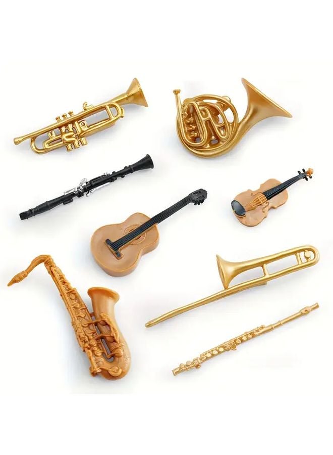 Model 1425 Miniature Musical Instrument Set 8pcs Static Decorative Ornament - Image 2