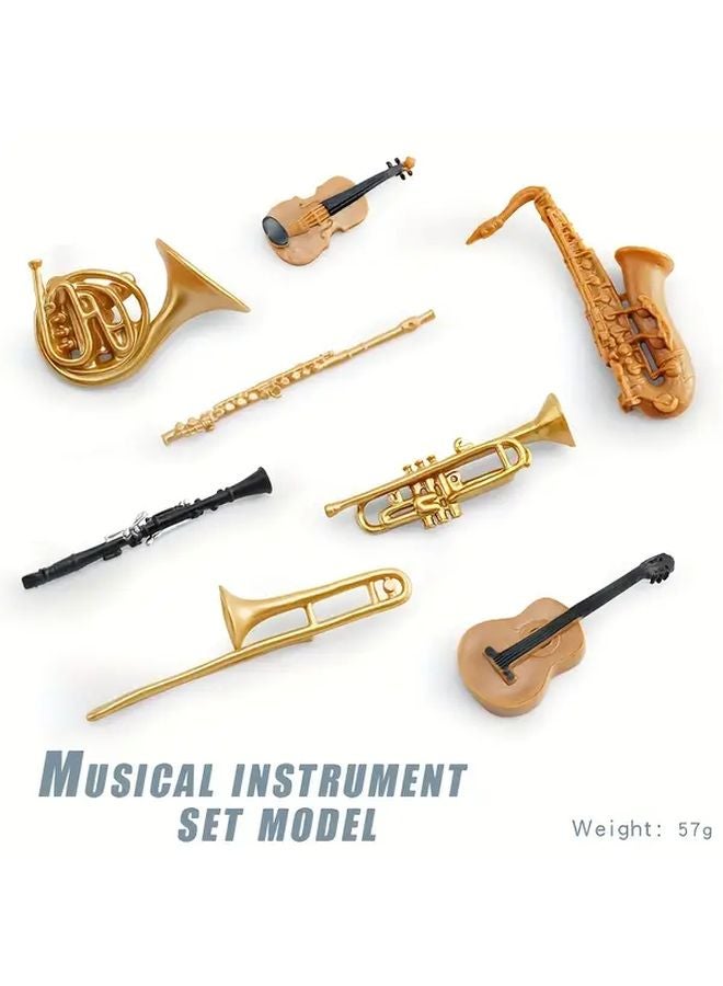 Model 1425 Miniature Musical Instrument Set 8pcs Static Decorative Ornament - Image 1