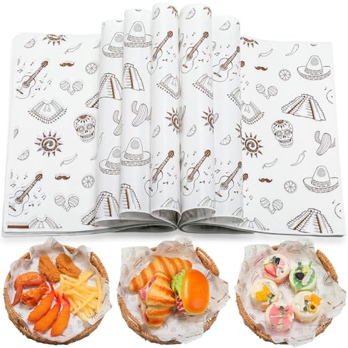 Tenceur 150 Pcs Deli Wax Paper Sheets for Food Mexican Wax Paper Sandwich Wrapping Fiesta Waterproof Grease Resistant Picnic Basket Liners 98 x 83 Inch for Kitchen Cooking Frying Handmade - Image 1