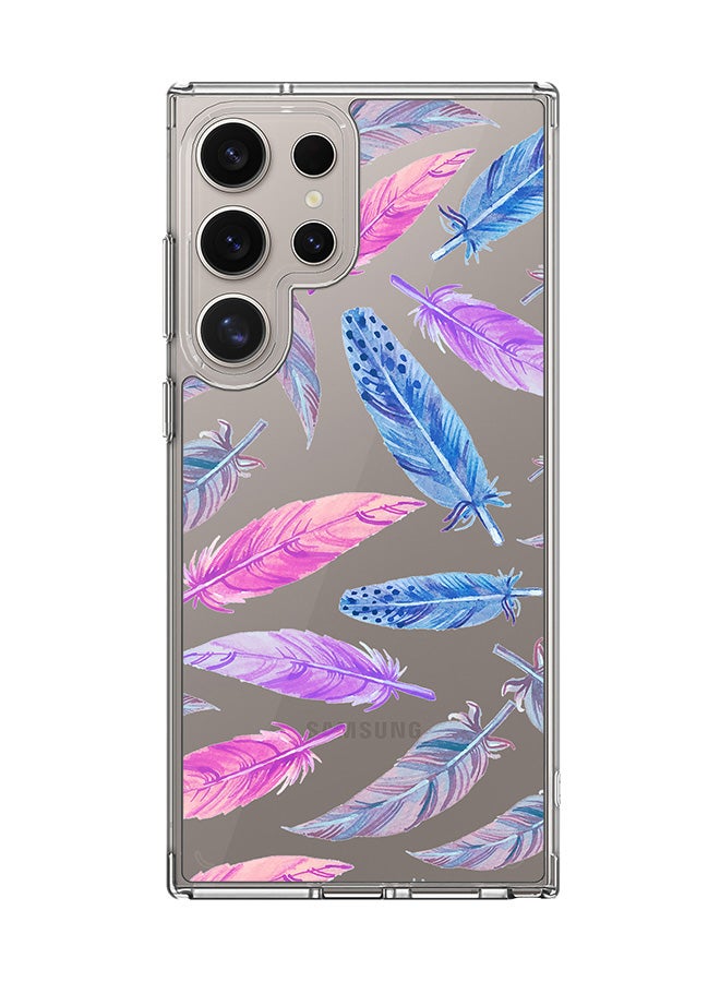 Stylizedd Classic Clear Case for Samsung Galaxy S24 Ultra , Hybrid Soft Case Flexible Edges Anti Drop TPU PC Gel Thin Transparent Cover - Feather Colors - Image 1