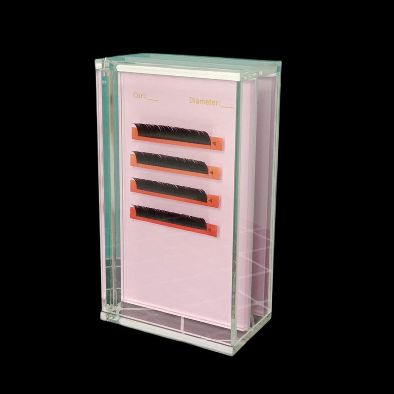 Two Layers Eyelash Grafting Pallet with Cover, Dust-proof Acrylic Lash Tile holder, Eyelash Extensions Storage Gasket Pads 2 Tiers for Beginners Beauty Artist Salon (Pink)
