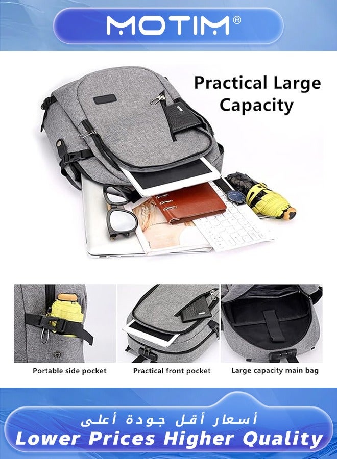 Motim Travel Laptop Backpack for Men and Women Waterproof Anti Theft Bag Slim Durable Bookbag with Lock and USB Charging & Headphone Port for Work Business College Fits 14/15.6 Inch Laptop and Notebook  - Image 4