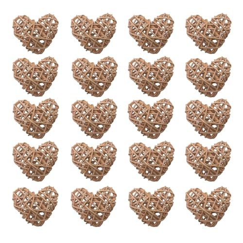Cartsyou Heart Rattan Ball Sepakraga Vase Filler Ball Craft Photo Shooting Props for Garden Home Decor Christmas Tree Ornament Wedding Birthday Valentine's Day Baby Shower (Natural 5cm 20pcs) - Image 2