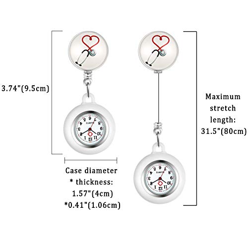 Lancardo 1 PC Retractable Nurse Watch Clip On with Secondhand Stethoscope Lapel Fob Pocket for Doctor Nurse Simple Silicone Cover for Women and Men - Image 4