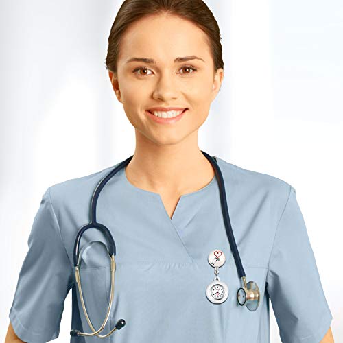 Lancardo 1 PC Retractable Nurse Watch Clip On with Secondhand Stethoscope Lapel Fob Pocket for Doctor Nurse Simple Silicone Cover for Women and Men - Image 5