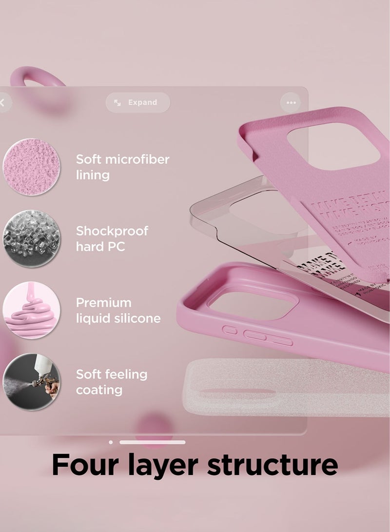 Elago Liquid Silicone for iPhone 15 Pro MAX Case Cover Full Body Protection, Shockproof, Slim, Anti-Scratch Soft Microfiber Lining - Hot Pink - Image 4