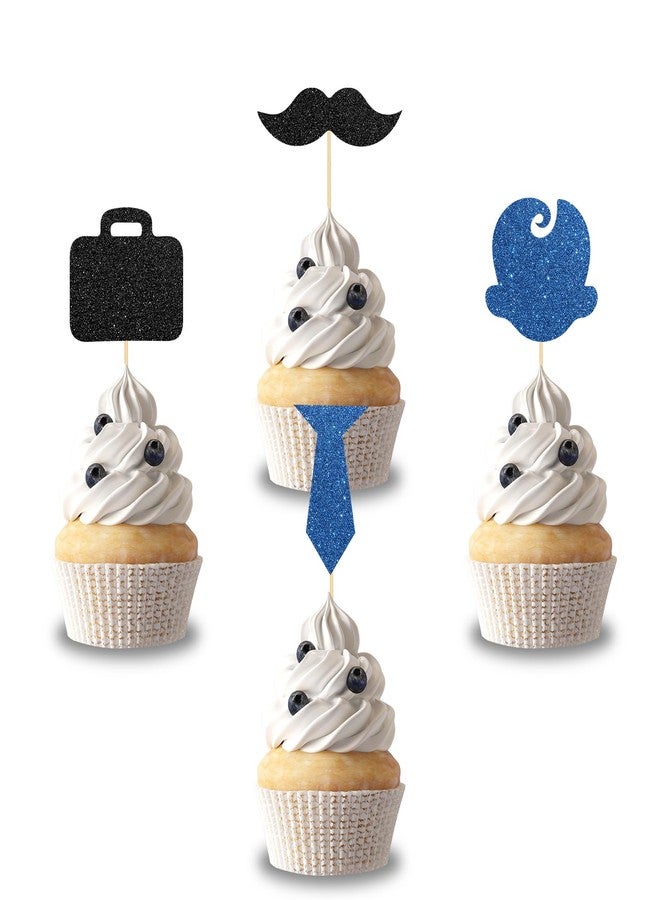 Helewilk 24 Pcs Boss Boy Cupcake Toppers, Kids Boys Birthday Baby Shower Party Dessert Toothpicks, Welcome Baby / 6 months/ 1st Birthday Party Decoration Food Sticks Cupcake Toppers - Image 1