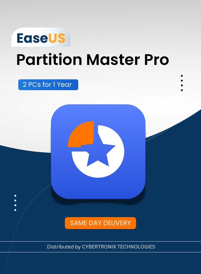 EaseUS Partition Master Pro | 2 PCs for 1 Year | Digital License | SAME DAY DELIVERY