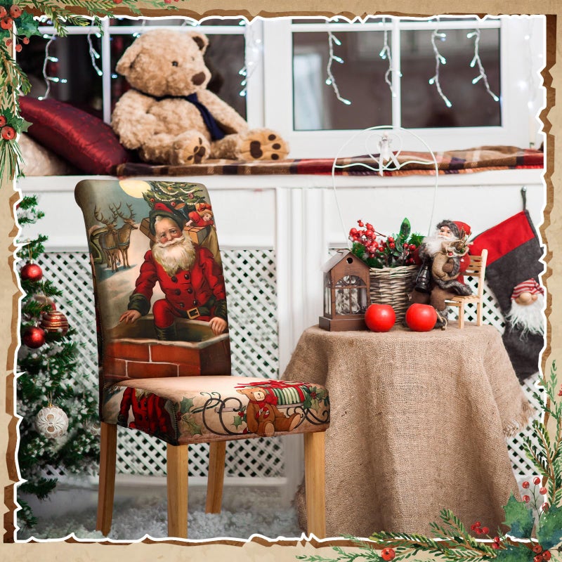 FuWeave FUEVEES 6 PCS Christmas CHARCH CARCH COVERS ALVERABLE ANDROADER ANDREAD CARCH CARCH مع SANTA CLAUS ELK SNIMMAN CARRECT SLEPCOVERS FOR XMAS KINGAN - Image 5