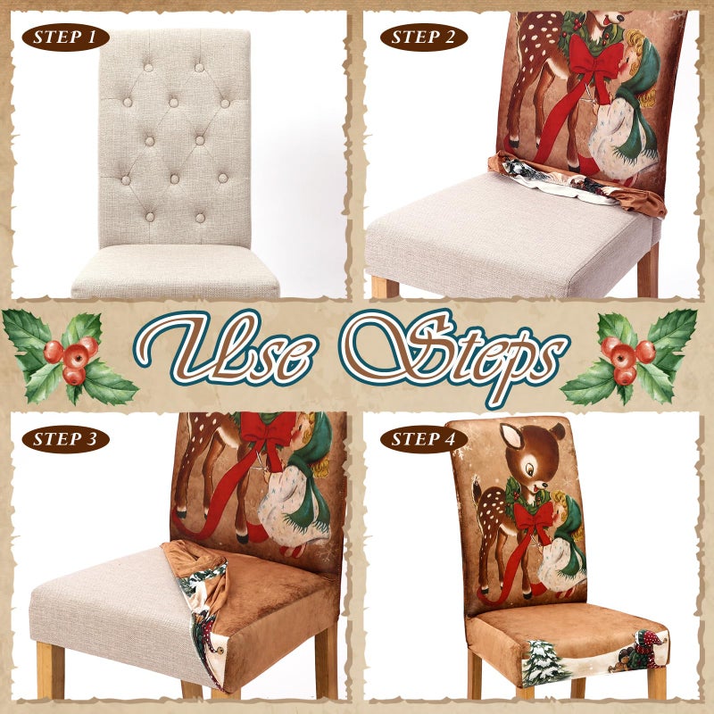 FuWeave FUEVEES 6 PCS Christmas CHARCH CARCH COVERS ALVERABLE ANDROADER ANDREAD CARCH CARCH مع SANTA CLAUS ELK SNIMMAN CARRECT SLEPCOVERS FOR XMAS KINGAN - Image 3