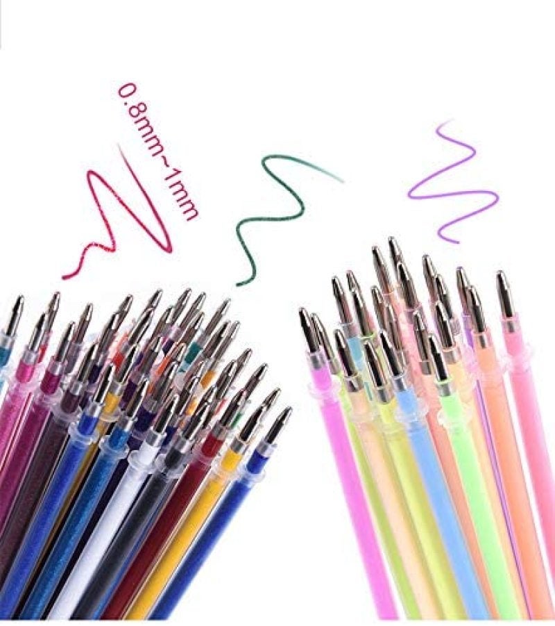 Japceit 24Pcs Gel Pen Refills Multicolor Set - Glitter Metallic Magic Pastel Neon Classic No Duplicates, 100% Acid Free Precision Made, Free-Flowing Smooth Ink for Drawing Sketching Scrapbooking Invit - Image 3