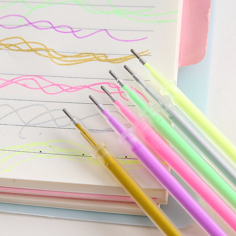 Japceit 24Pcs Gel Pen Refills Multicolor Set - Glitter Metallic Magic Pastel Neon Classic No Duplicates, 100% Acid Free Precision Made, Free-Flowing Smooth Ink for Drawing Sketching Scrapbooking Invit - Image 4
