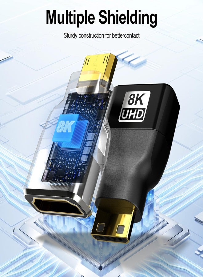 محول JHAOUS Mini HDMI إلى HDMI، بدقة 8K@60Hz و4K@144Hz، مطلي بالذهب، محول من أنثى إلى ذكر Mini HDMI لكاميرات DSLR، وأجهزة الكمبيوتر المحمولة، والأجهزة اللوحية، وأجهزة التلفزيون عالية الدقة، وRaspberry Pi، والشاشات، وأجهزة العرض - عالي السرعة ومتين - Image 2