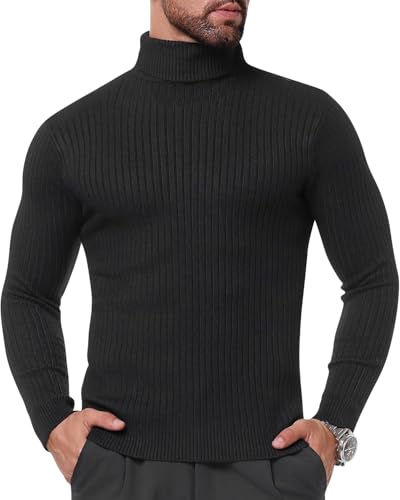 NORTHWIND Men's High Turtle Neck Cotton Slim Fit T-Shirt (Black, Medium) - Image 4