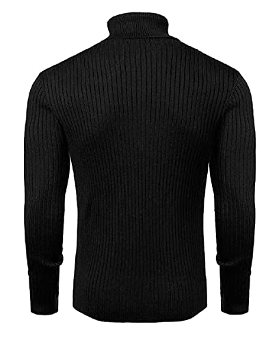 NORTHWIND Men's High Turtle Neck Cotton Slim Fit T-Shirt (Black, Medium) - Image 3