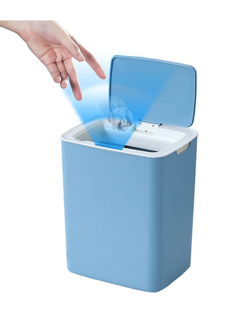 HoldPeak - 14L Capacity Household Sensor Kitchen Garbage Bin with Sensing Distance,Automatic Trash Can Blue - Image 1