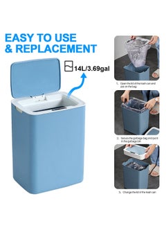 HoldPeak 14L Capacity Household Sensor Kitchen Garbage Bin with Sensing Distance,Automatic Trash Can Blue  - Image 4