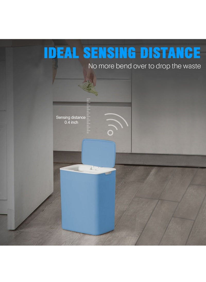 HoldPeak - 14L Capacity Household Sensor Kitchen Garbage Bin with Sensing Distance,Automatic Trash Can Blue - Image 1