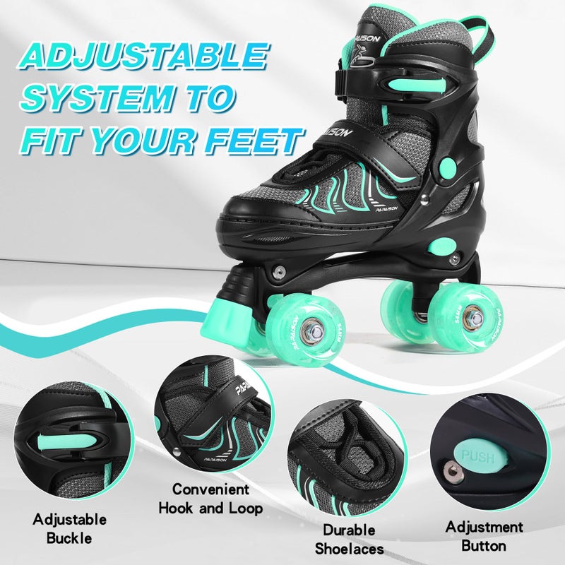 PAPAISON Roller Skates for Girls Ages 8-12, Adjustable Size Youth Women Quad Skates with Light up Wheels Indoor Outdoor - Image 2