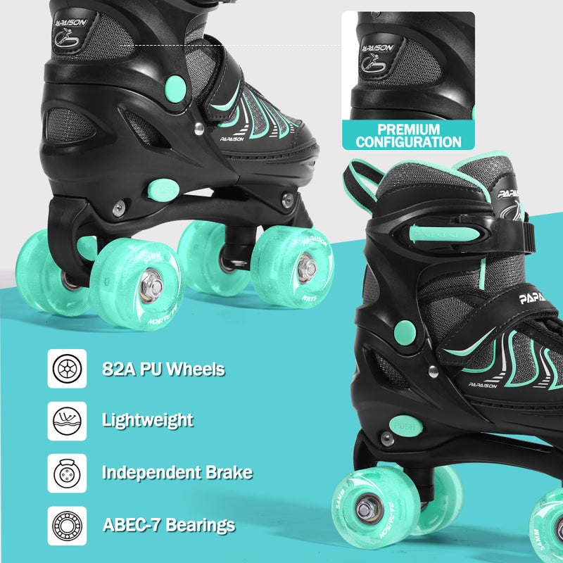 PAPAISON Roller Skates for Girls Ages 8-12, Adjustable Size Youth Women Quad Skates with Light up Wheels Indoor Outdoor - Image 5