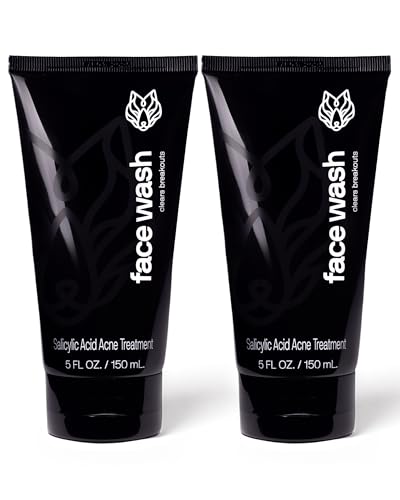 Black Wolf Menâ€™s Charcoal Powder Face Wash - 5 Fl Oz, 2 Pack - Facial Cleanser Removes Unwanted Impurities from Your Skin & Soothes Irritation - Image 1
