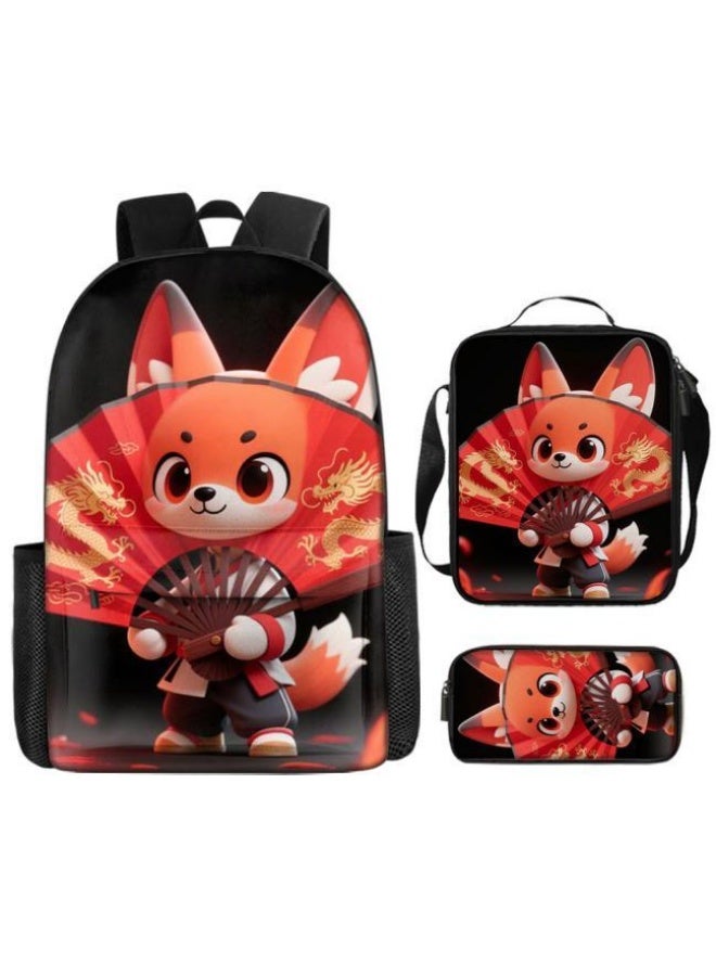 Bright Li Fire Unlock the new fashion of childish fun! Three-piece set of bags, cartoon elements for children and teenagers (students, children, friends' outings, mountain climbing, schooling, etc. can be used) - 57 - Image 2