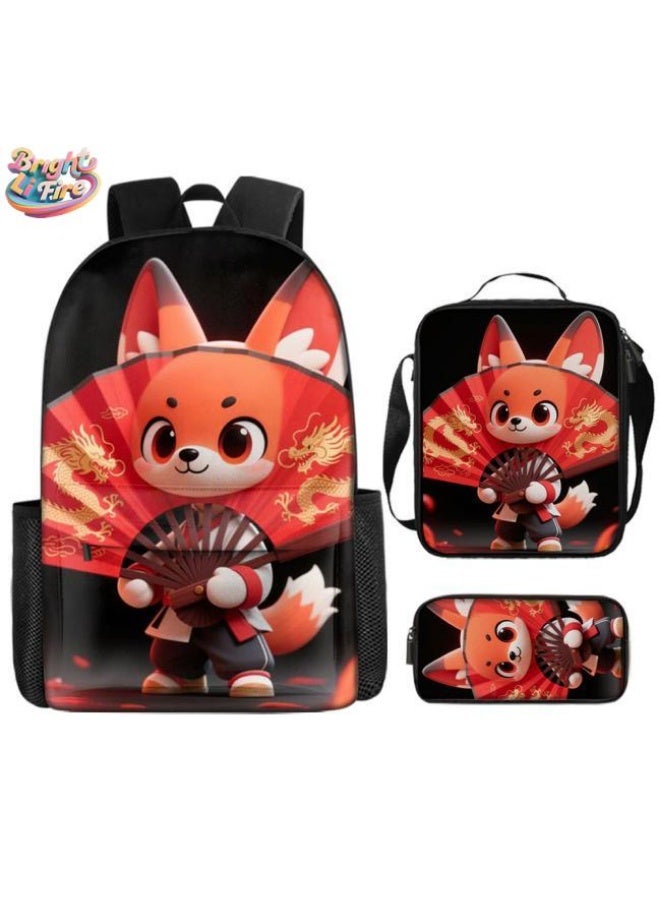 Bright Li Fire Unlock the new fashion of childish fun! Three-piece set of bags, cartoon elements for children and teenagers (students, children, friends' outings, mountain climbing, schooling, etc. can be used) - 57 - Image 1