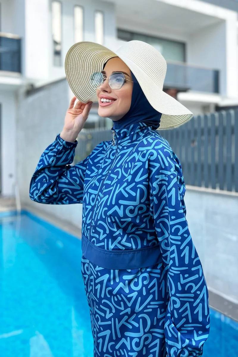 Remsa Mayo Remsa Swimsuit Parachute Full Covered Hijab Swimsuit R081 Atlantic