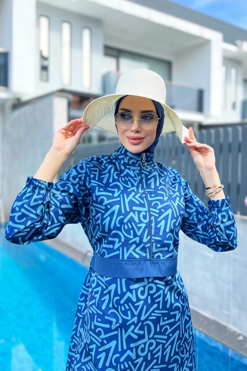 Remsa Mayo Remsa Swimsuit Parachute Full Covered Hijab Swimsuit R081 Atlantic