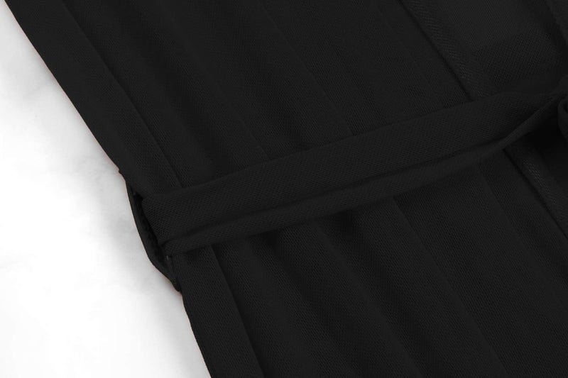 Pink Queen Women's Long Sleeve Flowy Maxi Bathing Suit Swimsuit Tie Front Robe Swim Cover Up Black 2XL - Image 5