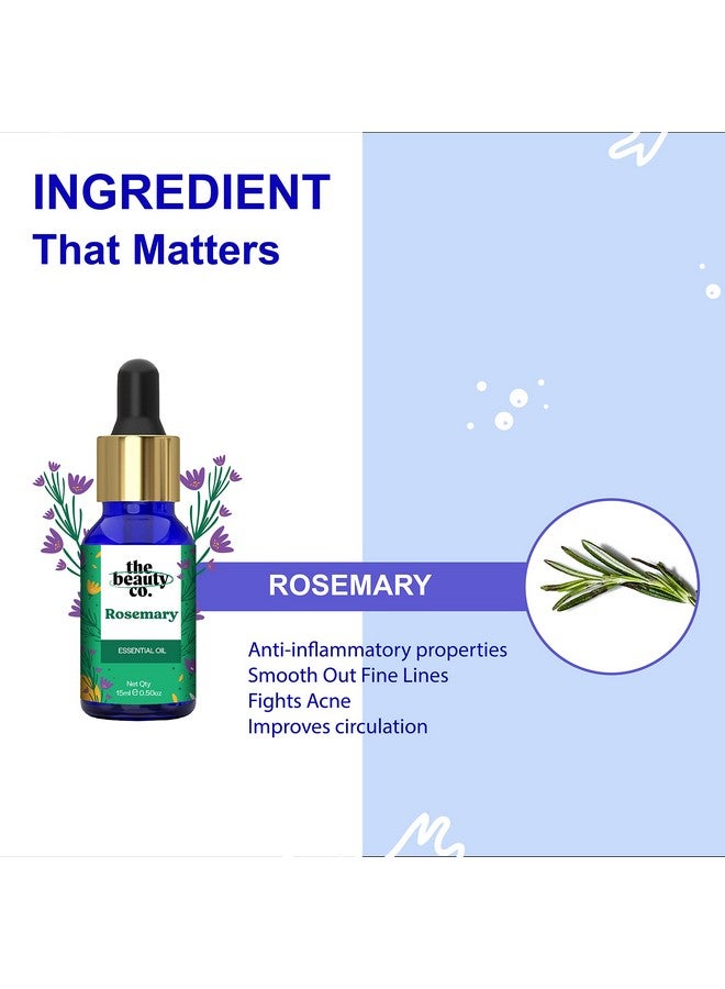 The Beauty Co. Rosemary Essential Oil For Hair Growth & Acne Control 15 Ml, Thick & Voluminous Hair, Premature Greying & Scalp Nourishment, Acne Control, Blackhead Removal, Women-Girls - Image 5