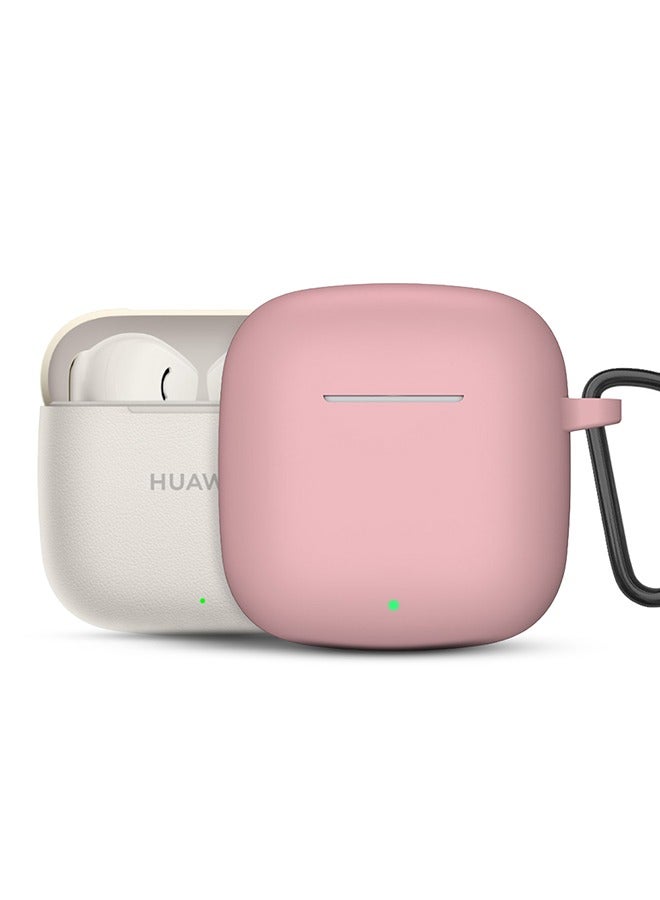 O Ozone Silicone Case for Huawei FreebudsSE 3 / SE 2 Gen Case Cover, Shockproof Anti-Lost Earphone Protective silicone Cover Carabiner - Pink