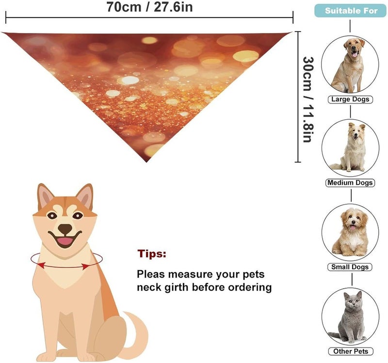 Light Orange Pet Scarf Adjustable Pet Accessories Triangular Scarf Washable Floral Print Puppy Bib Bandana Stylish Comfortable Cat Scarves for Holiday Scarfs - Image 2