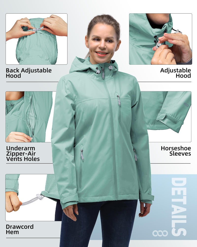 33,000ft Packable Rain Jacket Women Lightweight Waterproof Raincoat with Hood Cycling Bike Jacket Windbreaker - Image 4