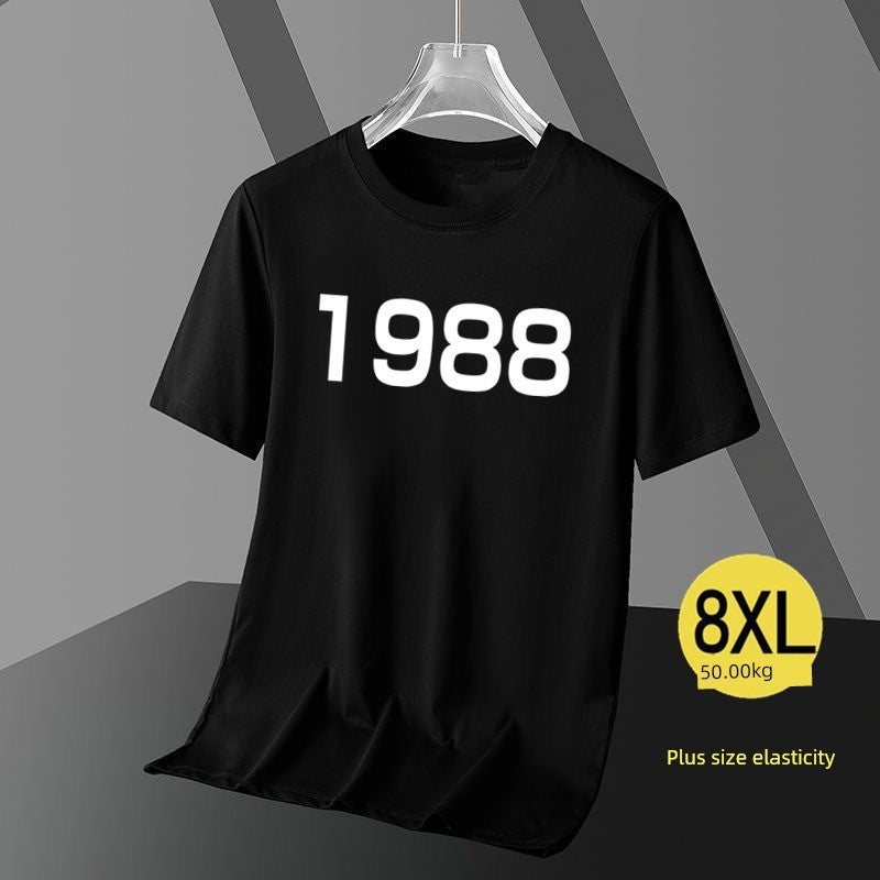 summer plus size short-sleeved men's t-shirt summer thin fat loose elastic breathable half-sleeved top worn as a base T-shirt - Image 2