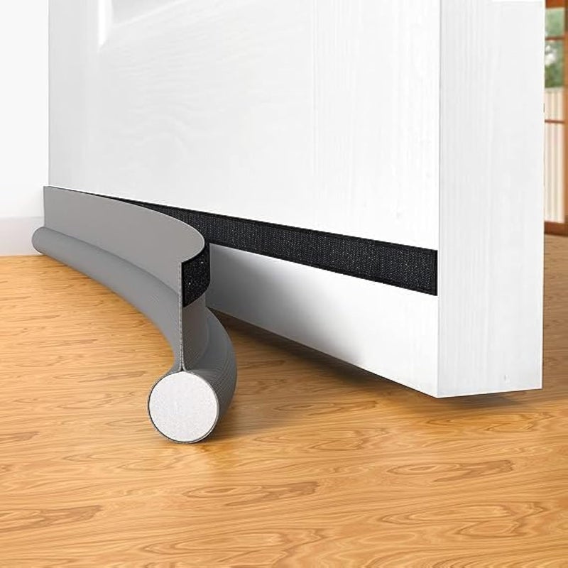 Door Draft Stopper 1 Pack 37 Inch Cuttable Single Sided Door Draft Stopper Under Door Draft Stopper Sound Proof Weather Stripping for Interior and Exterior Doors - Grey