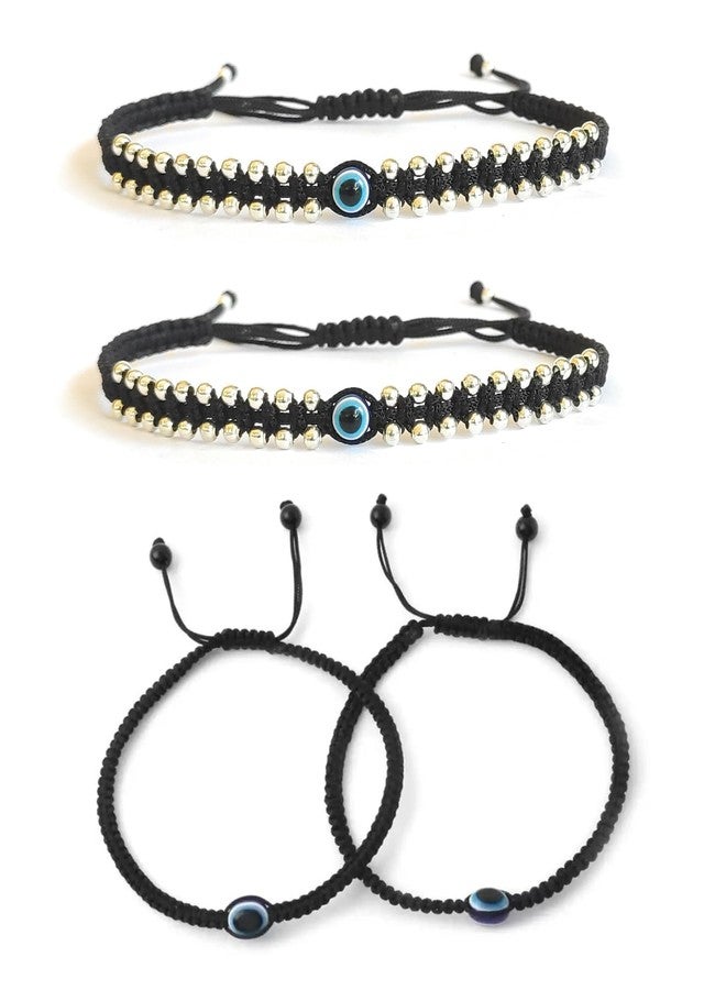 ARTIFICIAL TREE Handmade Evil Eye Charms & Ball Black Thread Knot Adjustable Nazariya Anklet | Payal For Women, Girls 6 piece (AT PAYAL 0011) - Image 1