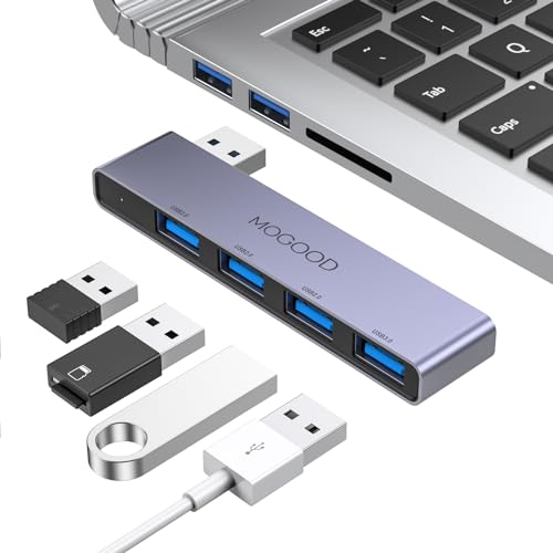 MOGOOD USB Hub for Laptop,MOGOOD USB Hub 3.0 USB Splitter Ultra-Slim Data Hub [Charging Not Supported] Multi USB Port Expander Type A Adapter Station for Laptop,Windows PC,Mac,Printer,Flash Drive,Mobile HDD - Image 1