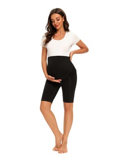 SYOSI Women's Maternity Yoga Shorts, Over The Belly Active Comfy, Biker Workout Running Athletic Shorts Side Pockets, Made of 90% Polyester and 10% Spandex, High Waistband and Side Pockets  - Image 5