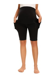 SYOSI Women's Maternity Yoga Shorts, Over The Belly Active Comfy, Biker Workout Running Athletic Shorts Side Pockets, Made of 90% Polyester and 10% Spandex, High Waistband and Side Pockets  - Image 3