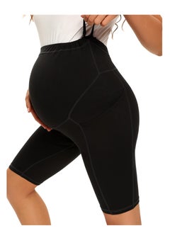 SYOSI Women's Maternity Yoga Shorts, Over The Belly Active Comfy, Biker Workout Running Athletic Shorts Side Pockets, Made of 90% Polyester and 10% Spandex, High Waistband and Side Pockets  - Image 4