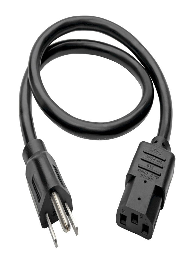 Tripp Lite Heavy-Duty Computer Power Cord 14AWG 15A (NEMA 5-15P to IEC-320-C13) 2-ft.(P007-002) - Image 3