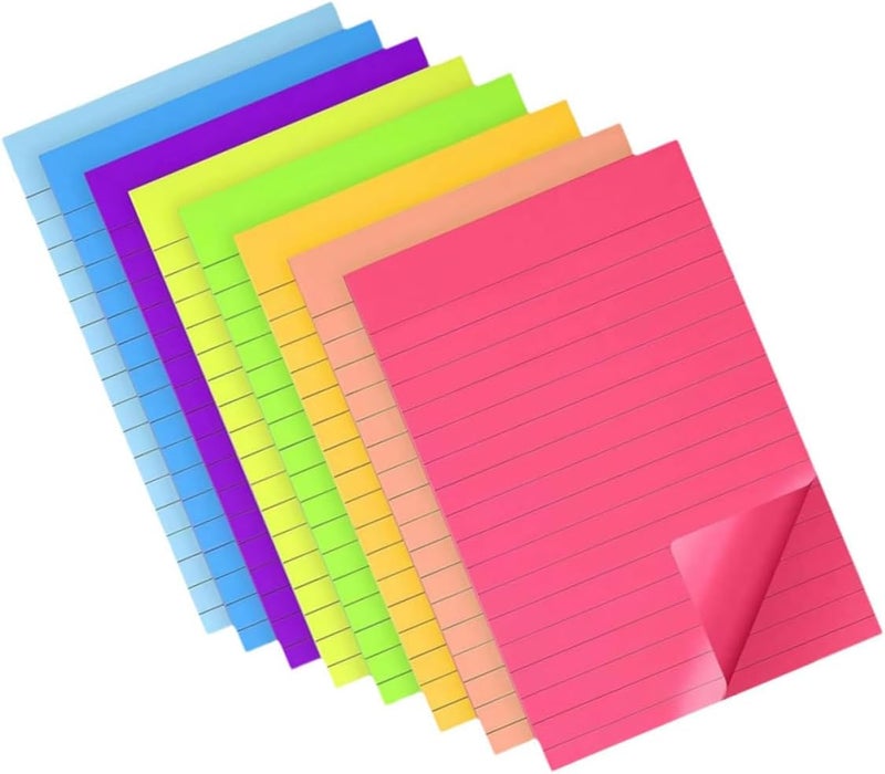Personal & public compatible Uonlytech 8Pcs Small Sticky Tabs Memo Pads Tearable Lined Note Pads for Office School Home Practical Self-Stick Notebooks for to-do Lists and Reminders Portable Colored Memo Stickers Surface safe - Image 1