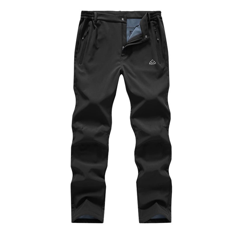 BASUDAM Men's Utility Work Pants Snow Waterproof Softshell Winter Fleece Lined Insulated Outdoor Mountain Black 34 - Image 1