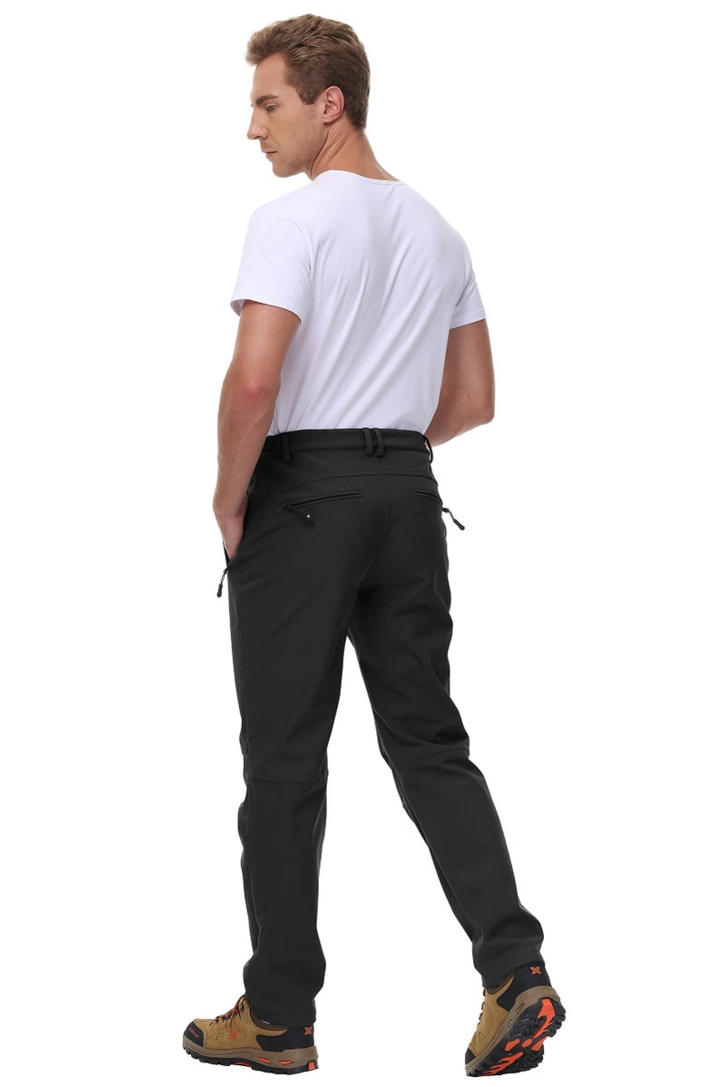 BASUDAM Men's Utility Work Pants Snow Waterproof Softshell Winter Fleece Lined Insulated Outdoor Mountain Black 34 - Image 2
