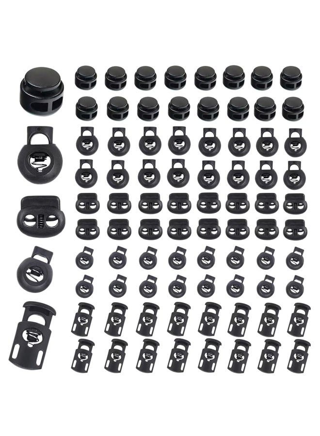 Sunenlyst 150Pcs Plastic Cord Locks, Cord Lock for Drawstrings, Shoelace Locks Spring Toggle Stopper with 5 Sizes, Cord Stops Lace Locks for Drawstring, Paracord, Tie, Clothing and Bags - Image 1